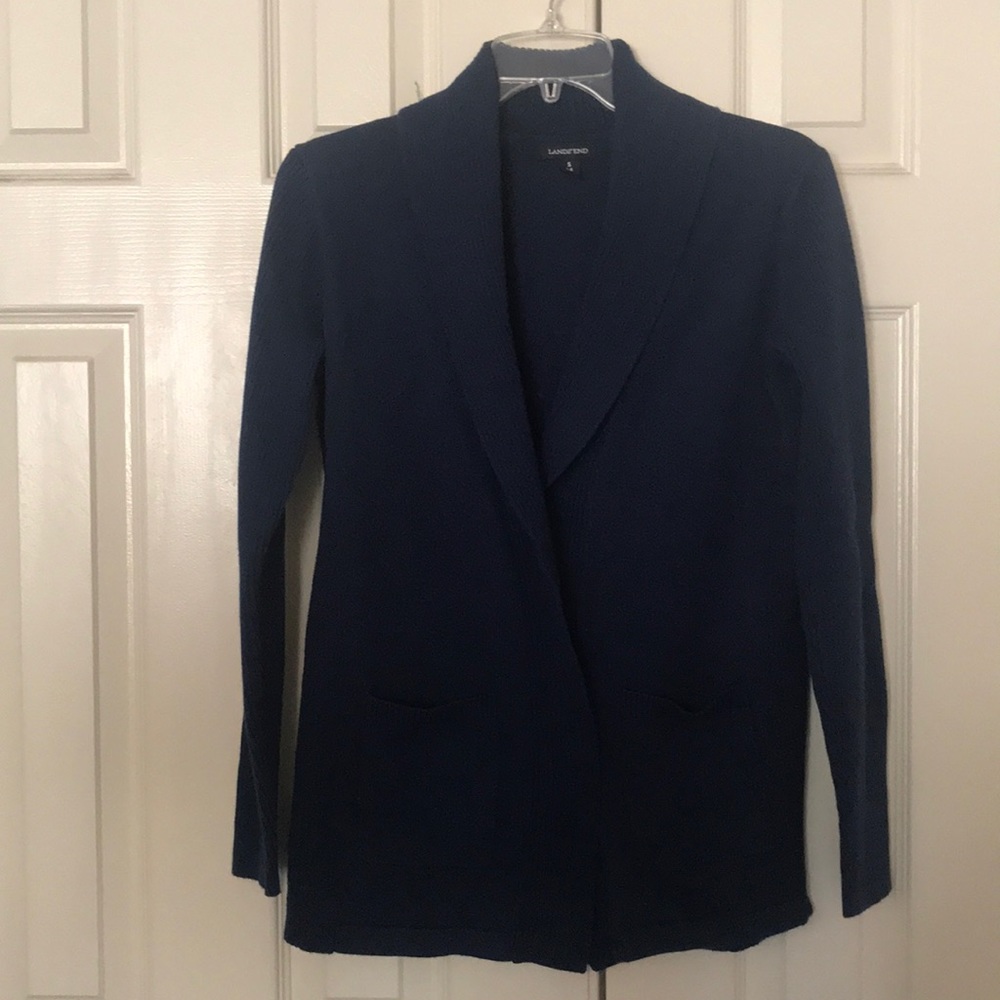 Dark Blue New Lands’ End Cardigan Sweater